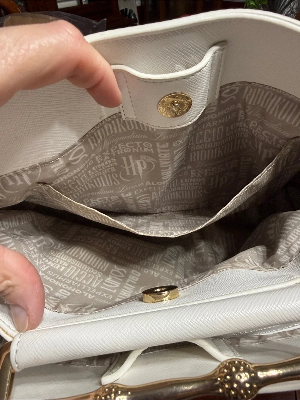 Loungefly Harry Potter White/Ivory Deathly Hallows Wand Handle Bag